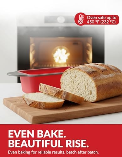 Premium Non-Stick Silicone Bread Loaf Pan, 9x5 Inches – Heavy-Duty Steel Frame, Non-Toxic, BPA & PFOA Free – Perfect for Pound Cakes, Breads, & More.
