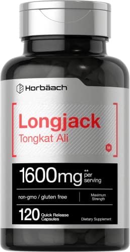 Horbäach Longjack Tongkat Ali for Men and Women | 120 Capsules | Extract Supplement | Maximum Strength Pills | Eurycoma Longifolia | Non-GMO and