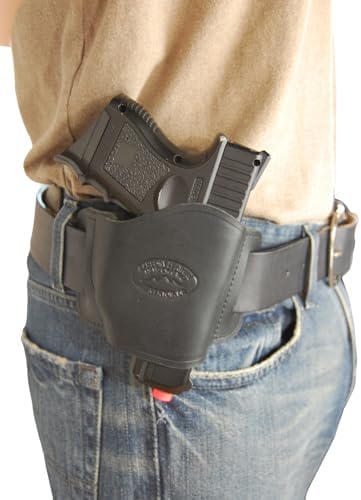New Barsony Quick Slide Gun OWB Black Leather Holster for Compact 9mm 40 45 Pistols