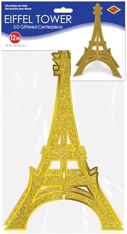 Glittered 3-D Eiffel Tower Centerpiece Party Accessory (1 Count) (1/Pkg)
