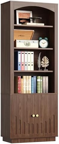 IRONCK Book Shelf and Bookcases with Doors Floor Standing 6 Shelf Display Storage Shelves, 70.8" Tall Bookcase for Home Office, Living Room