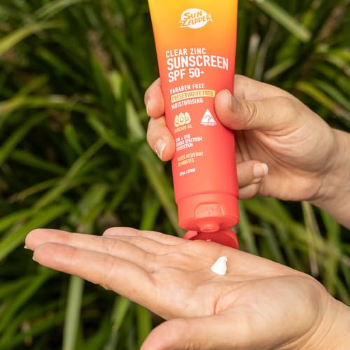 Sun Zapper Clear Zinc Sunscreen SPF 50+ Travel Size – Zinc Oxide Sunscreen for Face and Body, Water Resistant Broad Spectrum Sunblock, No White Cast, Oxybenzone Free, 60mL (2 oz), Australian Made