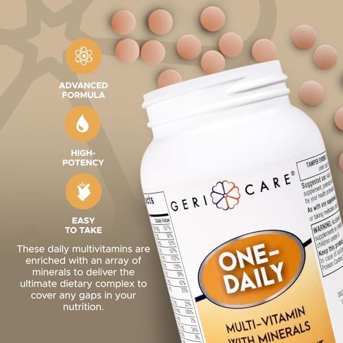 One-Daily Multivitamins with Minerals for Men & Women (100 Tablets) by GeriCare| High-Potency Multi-Vitamin & Multimineral Dietary Supplement for Immunity, Energy| Complete Daily Nutritional Support