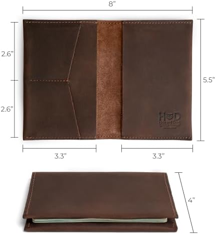 Hide & Drink, Passport and Card Organizer, Holds Up to 6 Cards Plus Folded Bills, Travel Essentials Sleeve Case, Full Grain Leather, Handmade