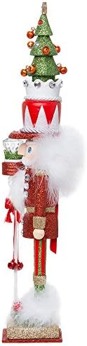 Kurt Adler Hollywood Tree Hat Nutracker, 15-Inch, Red and Green | Free-Standing Collectible Wooden Holiday Decoration