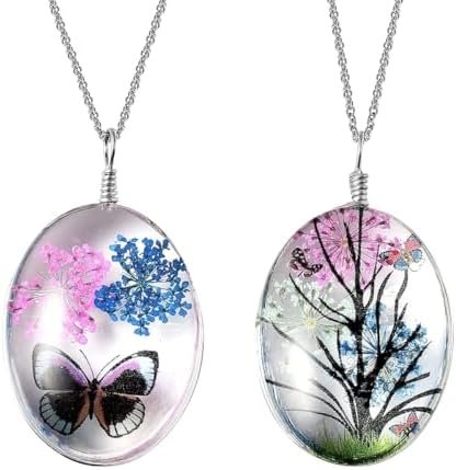 Chain of 2 Pendant Necklace Steel Set Size 24" (ButterflyOwlButterfly2)