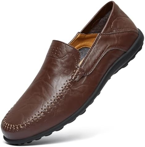 Go Tour Men's Premium Genuine Leather Casual Slip on Loafers Breathable Driving Shoes Fashion Slipper