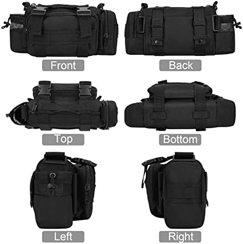 BraveHawk OUTDOORS Bike Handlebar Bag, 900D Nylon Oxford Multi-purpose Waist Bag Water Resistant Bicycle Cycling Pack (Black)