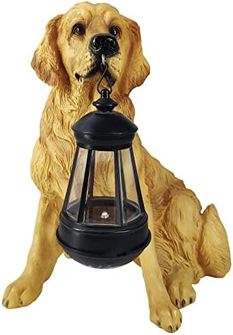 Notakia Golden Retriever Statue Outdoor with Solar Led Home Garden Decoration Windproof Lamp Realistic Dog Decor(Golden Retriever &LED)