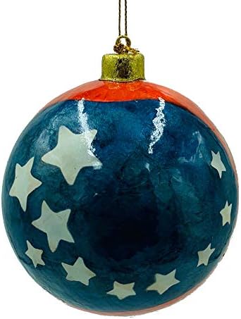 GUTZ Tree Ornament Collection, American Stars & Stripes from Old Glory Flag Handcrafted Filipino Capiz (4" Diameter)