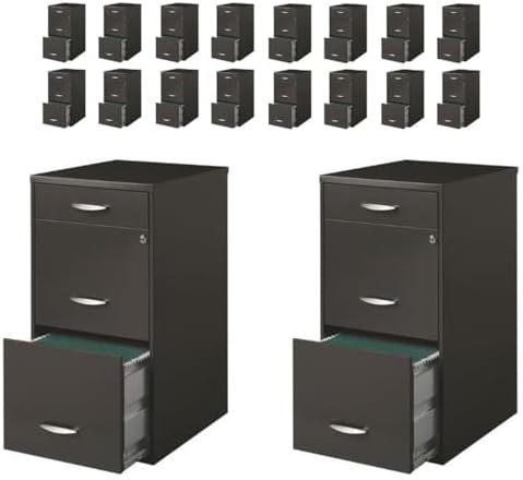 Pemberly Row 3 Drawers 27.32" Vertical Charcoal Metal Filing Cabinet Lockable Pre-Assembled Stationary Letter Size for Home, Office