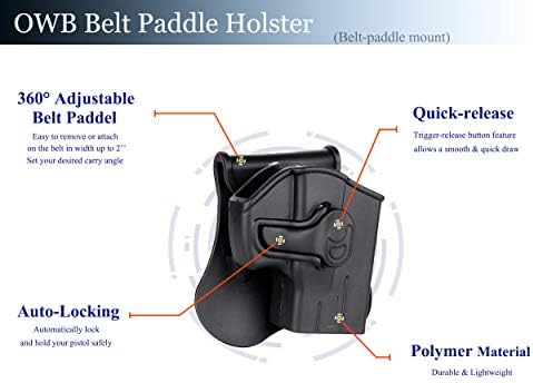 G2C G3C Gun Holster for Taurus G2C/G3C/G3X/G3, Taurus PT111 G2, Taurus TX22 | OWB Paddle Holster fit Taurus G2C/G3C/G3X/G3/G2/TX22