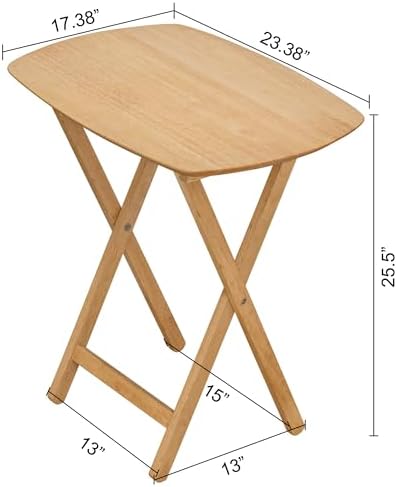 Oversized Hardwood Folding TV Tray Table, 25.5 Inches | Natural, For Dinner, For Eating