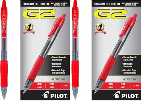PILOT G2 Pens, 0.7mm, Black Ink, 12-Pack