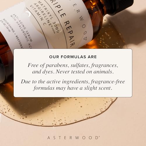 Asterwood Triple Repair Peptide Serum, Matrixyl 3000, Argireline & Vit. C | Minimizes Fine Lines & Stimulates Collagen, Formulated with Hyaluronic Acid, Cruelty-Free, 8 Fl Oz