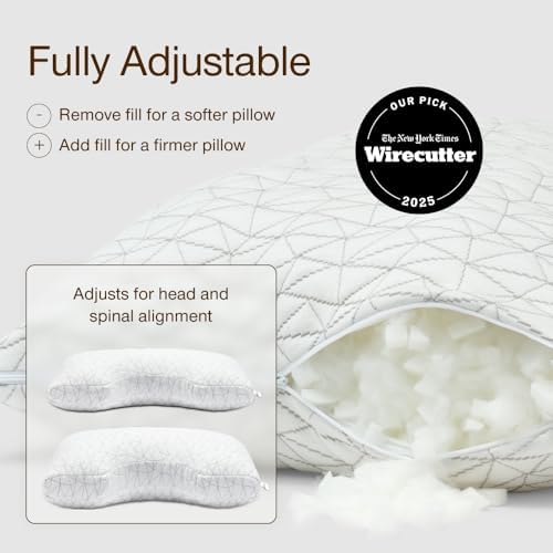 Coop Home Goods Original Adjustable Pillow, Queen Size Bed Pillows for Sleeping, Cross Cut Memory Foam Pillows - Medium Firm Back, Stomach and Side Sleeper Pillow, CertiPUR-US/GREENGUARD Gold
