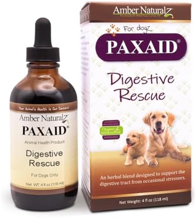 Amber NaturalZ Paxaid Dog Digestive Rescue Drops, Herbal, 1 FL OZ | Herbal digestive support drops for dogs & puppies; supports gut health, firm stools, normal appetite; USA-made