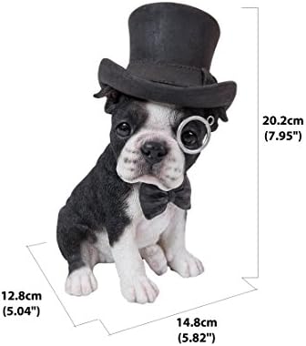 Hi-Line Gift Ltd. Boston Terrier with Top Hat - Spectacle and Bow Tie, Black and White