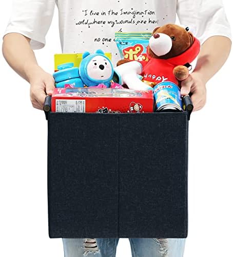 HOONEX Collapsible Storage Bins, 13x13x13 Inches Storage Cubes Linen Fabric, 3 Pack