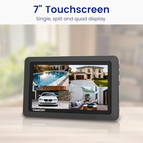 CasaCam Wireless Security Camera Air, 7 inch Monitor, 2 720p Cams, No Fees