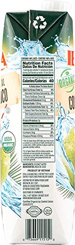 Iberia 100% Pure Organic Coconut Water, 1 Liter , 33.8 Fl Oz (Pack of 3)
