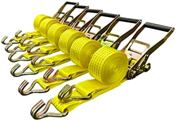 Ratchet Tie Down Straps, 2 in x 15 ft, 5,000 lb Breaking Strength, J-Hook, 6-Pack