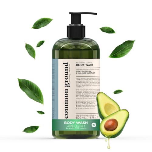 COMMON GROUND Natural Body Wash - Paraben & Cruelty Free, Vegan, Plant-Based, Botanical Freesia Scent & Avocado Oil Extracts - All Skin Types