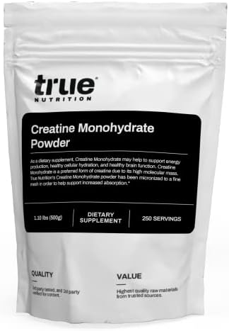 True Nutrition Creatine Monohydrate Powder, 500g | Micronized Creatine, 2g per Serving, Supports Muscle Strength, Power & Recovery, Non-GMO