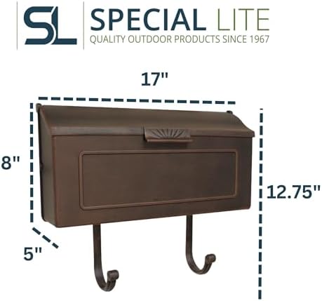 Special Lite Horizon Horizontal Wall Mount Mailbox - Black Aluminum Mailbox for Wall Mount - SHH-1006-BLK