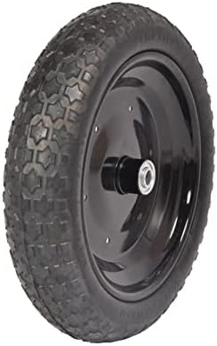 Universal Fit, Flat Free Wheelbarrow Tire and Wheel Assembly with Adapter Kit, black