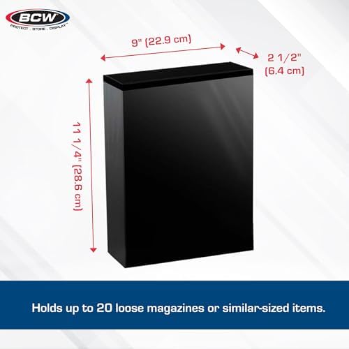 BCW Magazine File Holder - Black | Holds up to 20 Magazines | Magnetic Closure | Magazine Storage Box Holder | Magazine Box Ideal Organizer for