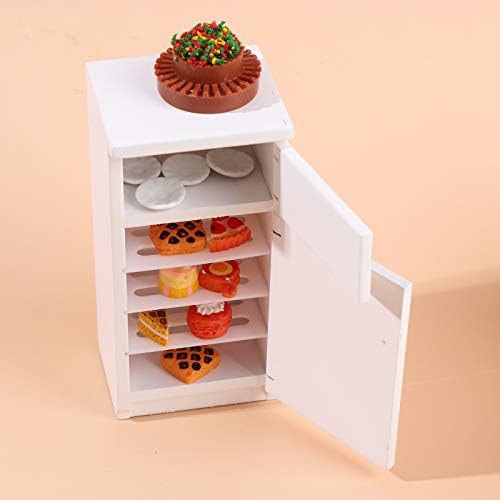 1:12 Scale Dollhouse Kitchen Furniture Set, 5 Piece Wooden Miniature Kitchen Accessories with Cabinet, Fridge, Sink, Corner Cabinet