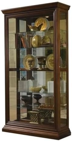 Pulaski Furniture Poplar Wood Sliding-Door Curio in a Rich Brown Finish