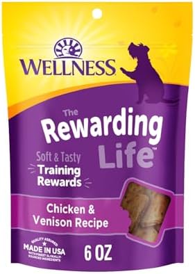 Wellness Rewarding Life Soft Dog Training Treats, Natural, Grain Free, Lamb and Salmon Recipe, 6 oz Bag