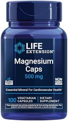 Life Extension Magnesium Caps, 500 mg, Magnesium Oxide, Citrate, and Succinate, Heart Health, Healthy Bones, Metabolism Support, 100 Vegetarian Capsules | Magnesium Oxide, Citrate & Succinate Blend for Heart Health, Healthy Bones & Metabolism, 100 Vegeta…