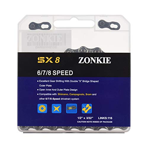 6/7/8 Speed Bike Chain 1/2 x 3/32 Inch 116 Links