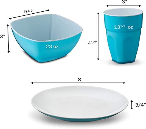 PLASTI HOME Reusable Plastic Dinnerware Set (12pcs) – Ideal For Kids. Fancy Hard Plastic Plates