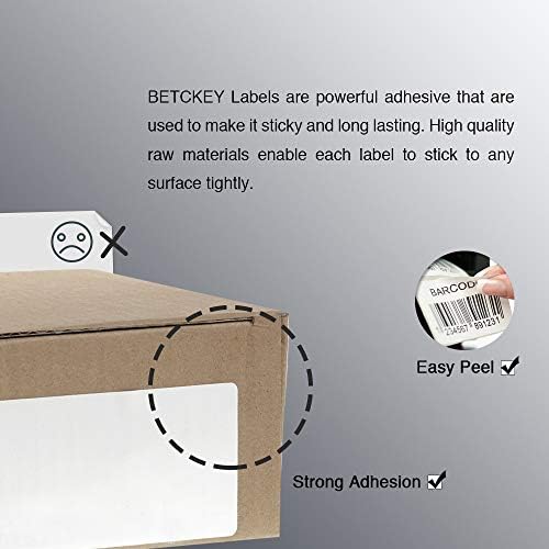 BETCKEY - 4" x 6.5" (102 mm x 165 mm) Large Shipping Labels & Multipurpose Compatible with Zebra & Rollo Label Printer,Premium Adhesive & Perforated [10 Rolls, 2500 Labels]