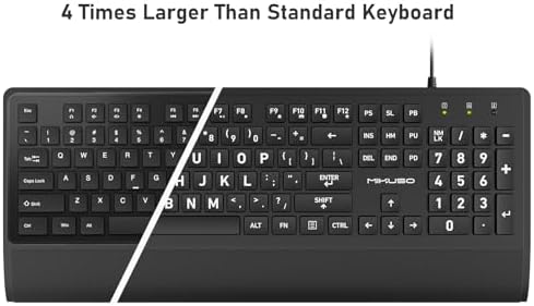 Large Print Computer Keyboard, High Contrast Big Letter for Seniors Visually | Keyboard for elderly Low Vision, Non Fade Letter