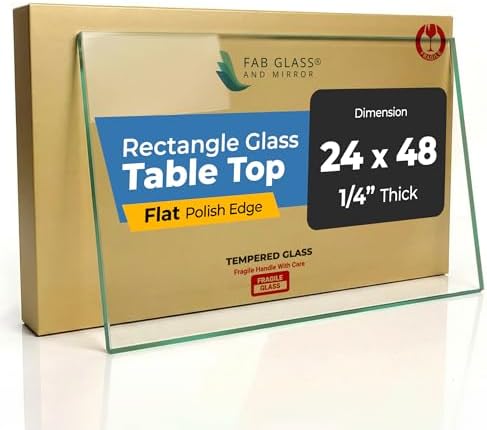 Clear Rectangle Tempered Glass Table Top 24" x 48", 1/4" Thick Flat Polished Edge, Scratch Resistant, Easy Clean Replacement for Dining, Coffee, or Office Tables – Fab Glass and Mirror