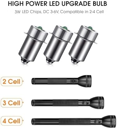 Honoson 3 Pcs 6-24V LED Flashlight Bulbs 3w Dc Replacement