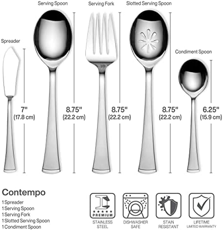 Gourmet Basics by Mikasa Contempo 45-Piece Stainless Steel Flatware Set, Service for 8