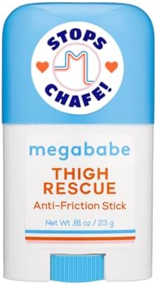 Megababe Thigh Rescue Anti-Chafe Stick Mini | Travel size, great for on-the-go | Prevents skin chafe & irritation | Thighs, arms, bra-lines & more