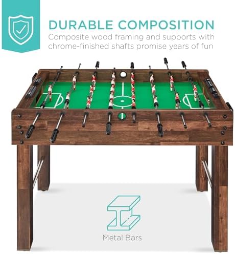 Best Choice Products Foosball Table for Kids and Adults, Game Room Soccer Game Table w/ 2 Balls, 2 Cup Holders, Ergonomic Handles, Chrome Finished Metal Bars