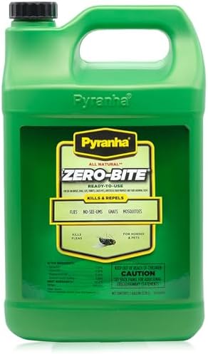 PYRANHA Zero-Bite All Natural Fly Spray - Ready to Use Water Based Repellent for Horses, Dogs, Cats, Ferrets, Caged Pets, Livestock | Repels Flies, Gnats, Mosquitoes, No-See-UMS