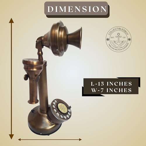 Antique Brass Candlestick Phone Replica Electronic Corded Rotary Dial Phone Home DecorWestern Electric Bell Telephone