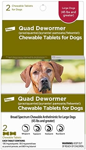 Elanco Chewable Quad Dewormer for Large Dogs, 45 lbs and over, 2 chewable tablets | For dogs 45 lb and over