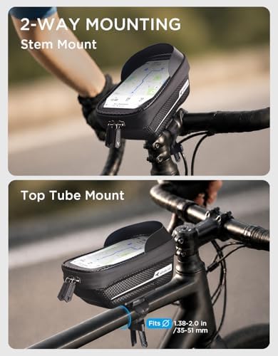 whale fall Bike Frame Bag Waterproof, 3D EVA Hard Shell, Bike Phone Holder