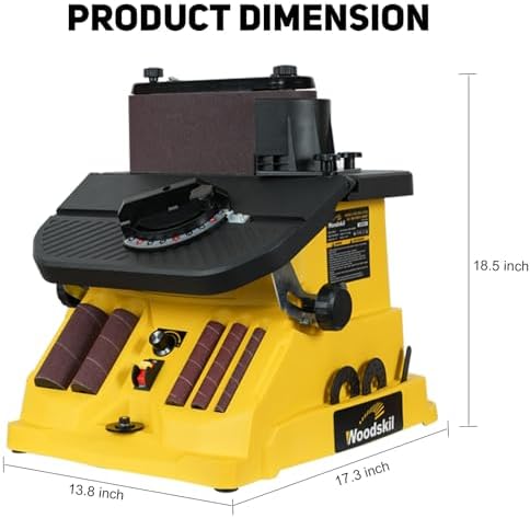 Woodskil Variable Speed Oscillating Spindle Sander for Wood,4A | Spindle Sander with 1000-1800RPM,6 Sleeves,Compact Design for Curved Edges,Contours,Slots,Detail Work