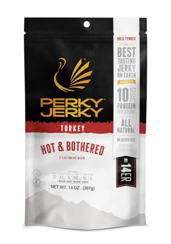 Perky Jerky Original Turkey Jerky, 14oz - Low Sodium - 10g Protein per Serving - Low Fat - 100% U.S. Sourced - Handcrafted, Tender Texture and Bold Flavor
